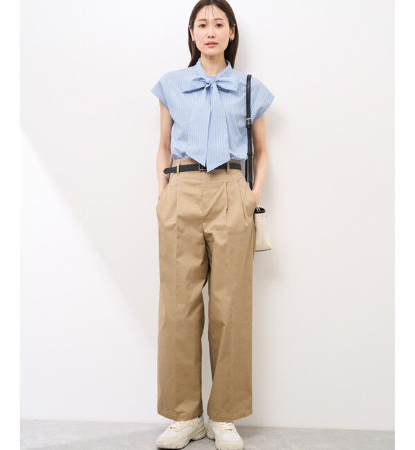 Rope&rsquo;Picnic「【防シワ】リボンフレンチスリーブシャツ」|シャツ・ブラウス|