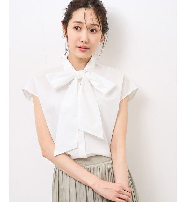 Rope&rsquo;Picnic「【防シワ】リボンフレンチスリーブシャツ」|シャツ・ブラウス|