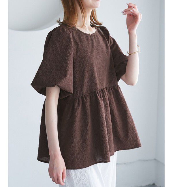 Rope&rsquo;Picnic「バルーンペプラムブラウス」|シャツ・ブラウス|ブラウン(20)