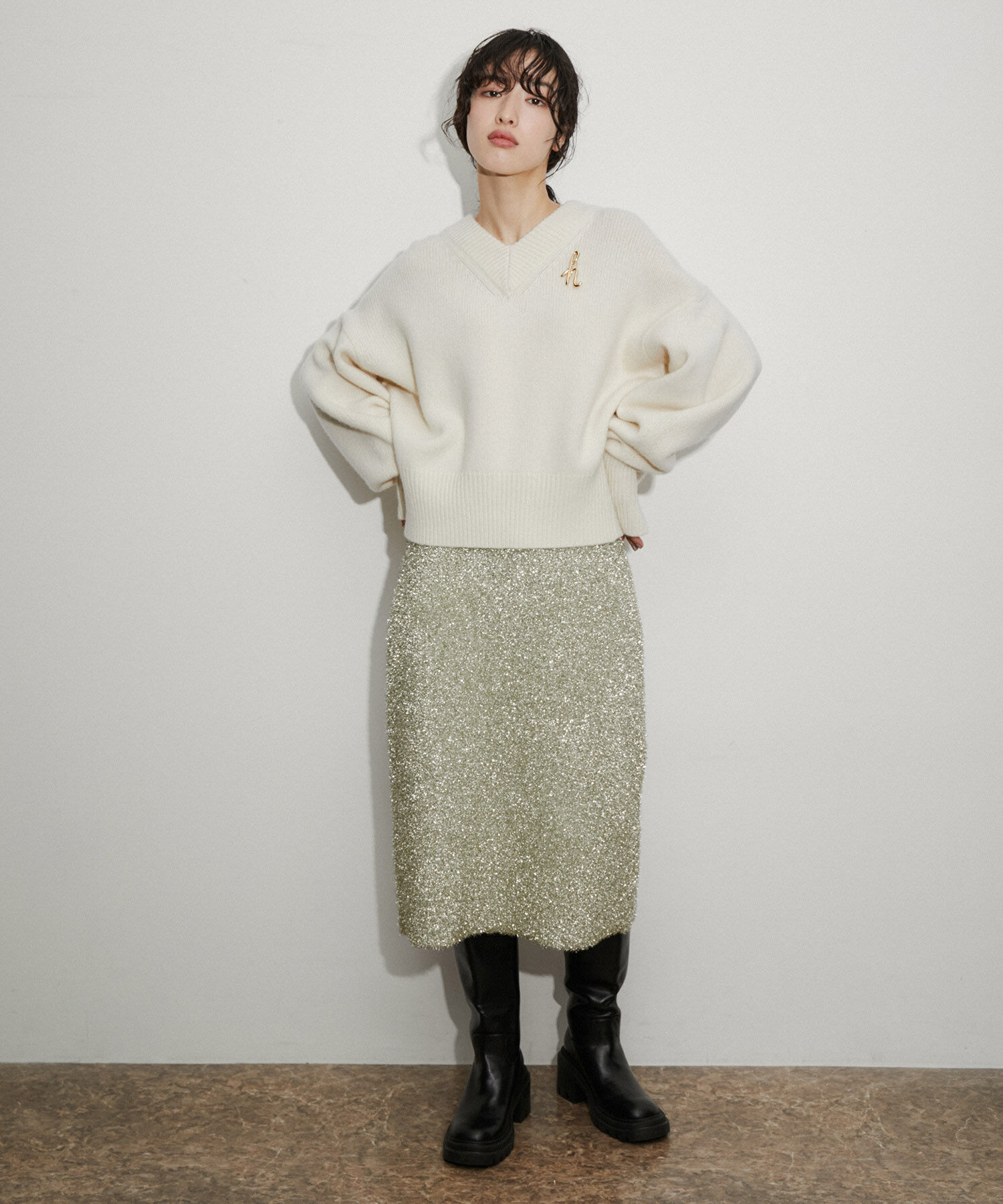 ADAM ET ROPE'「【venit for ADAM ET ROPE'】Metallic Shaggy Skirt」|スカート|