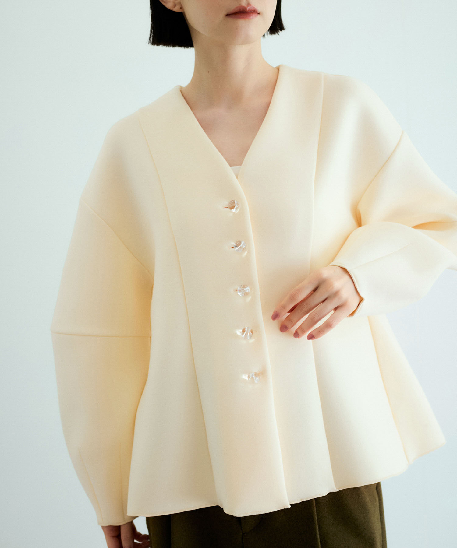 ADAM ET ROPE'「ミックスボタンペプラムカーディガン」|カーディガン|キナリ系(18)