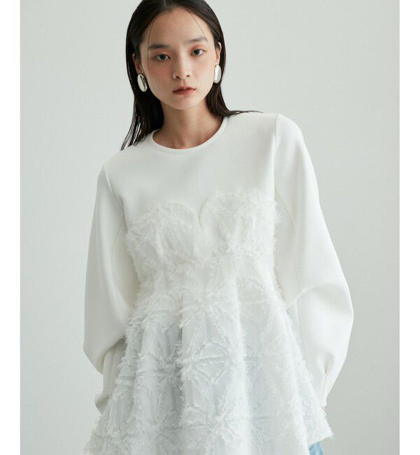 ADAM ET ROPE'「【追加】・【サステナブル】ジャカードビスチェコンビプルオーバー」|Tシャツ・カットソー|