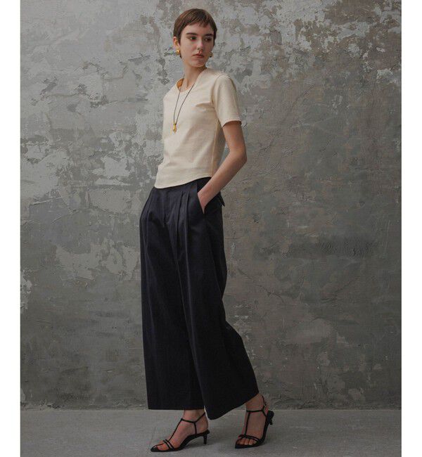 ADAM ET ROPE'「【EMOELLE】バイカラーベルトドレスパンツ」|チノ|