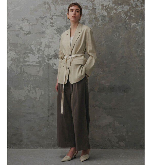 ADAM ET ROPE'「【EMOELLE】バイカラーベルトドレスパンツ」|チノ|