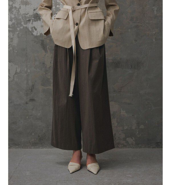 ADAM ET ROPE'「【EMOELLE】バイカラーベルトドレスパンツ」|チノ|