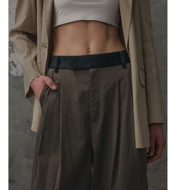 ADAM ET ROPE'「【EMOELLE】バイカラーベルトドレスパンツ」|チノ|