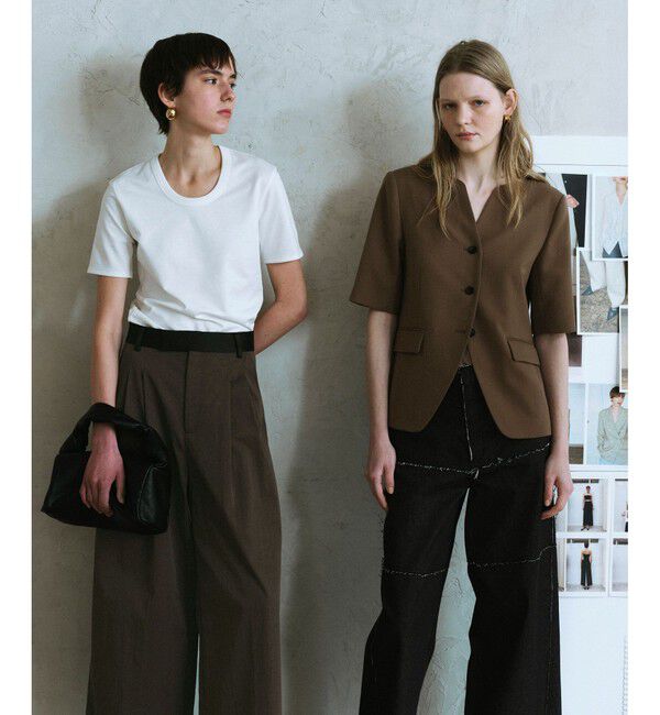 ADAM ET ROPE'「【EMOELLE】バイカラーベルトドレスパンツ」|チノ|