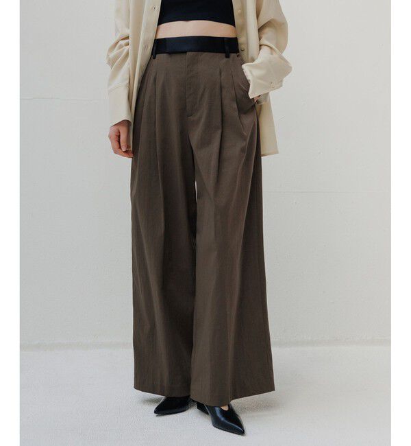 ADAM ET ROPE'「【EMOELLE】バイカラーベルトドレスパンツ」|チノ|