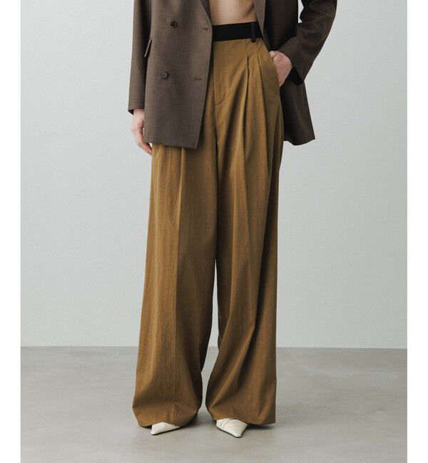 ADAM ET ROPE'「【EMOELLE】バイカラーベルトドレスパンツ」|チノ|キャメル系(26)