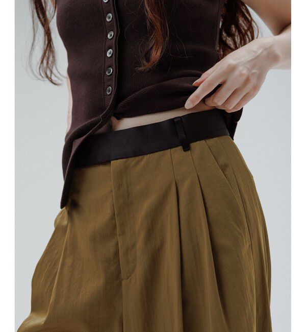 ADAM ET ROPE'「【EMOELLE】バイカラーベルトドレスパンツ」|チノ|