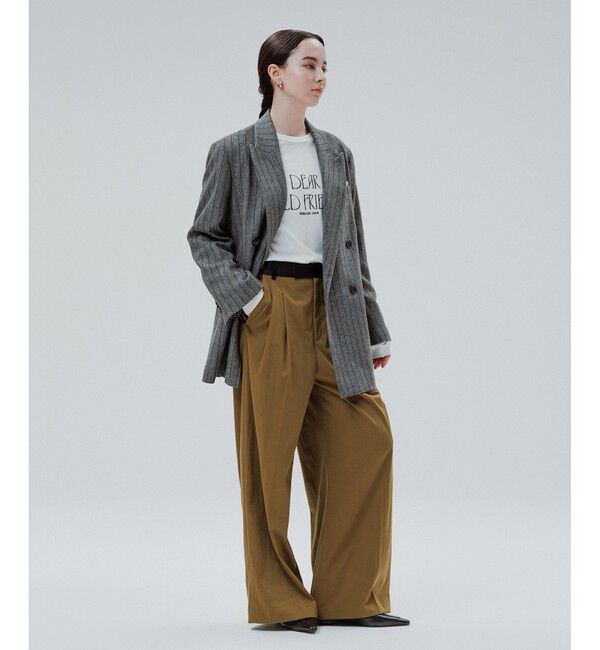 ADAM ET ROPE'「【EMOELLE】バイカラーベルトドレスパンツ」|チノ|