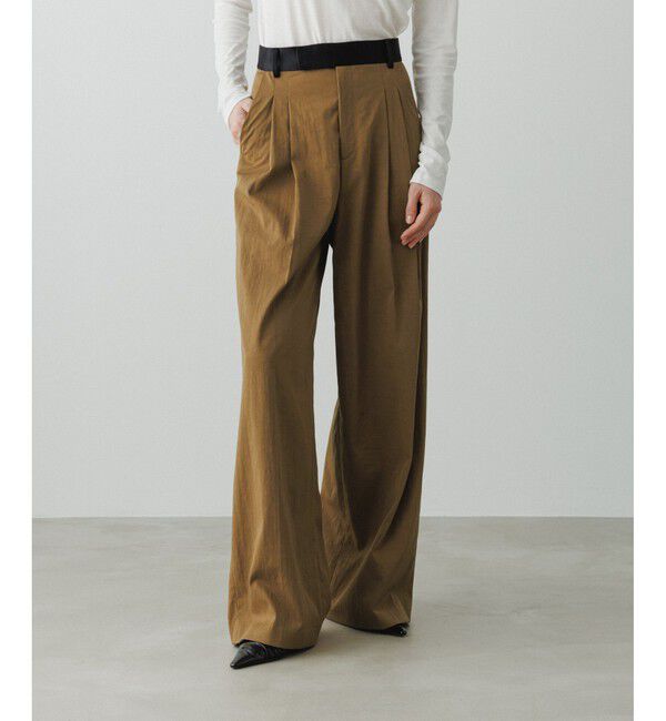 ADAM ET ROPE'「【EMOELLE】バイカラーベルトドレスパンツ」|チノ|