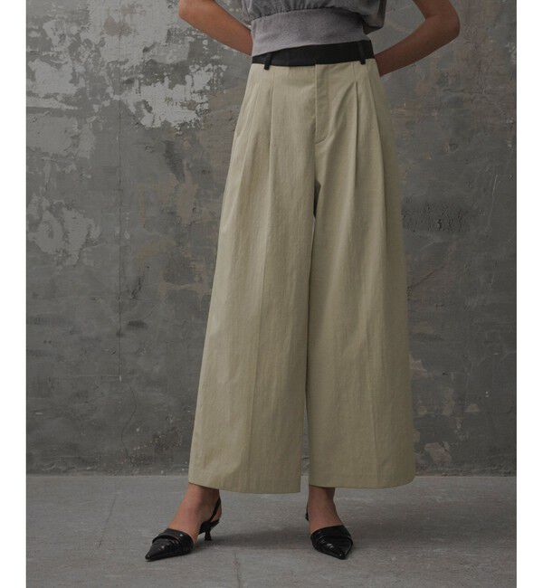 ADAM ET ROPE'「【EMOELLE】バイカラーベルトドレスパンツ」|チノ|ベージュ系(28)