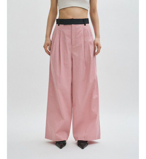 ADAM ET ROPE'「【EMOELLE】バイカラーベルトドレスパンツ」|チノ|