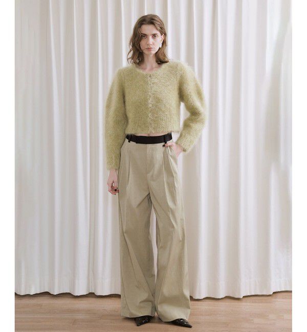 ADAM ET ROPE'「【EMOELLE】バイカラーベルトドレスパンツ」|チノ|