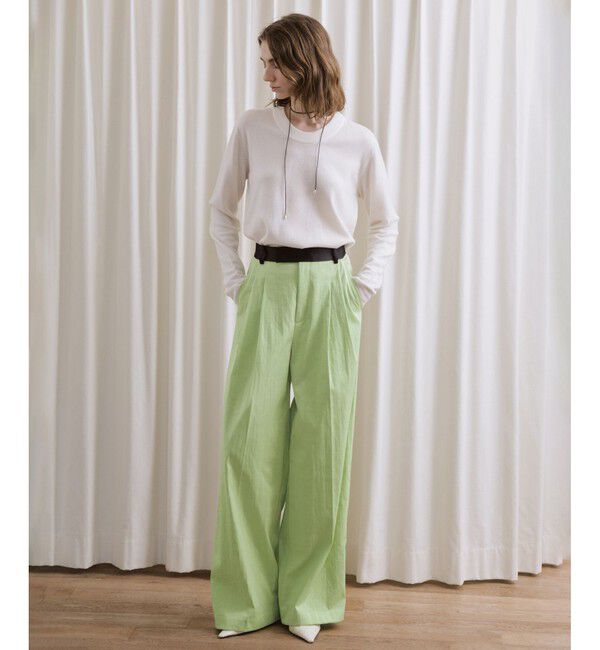 ADAM ET ROPE'「【EMOELLE】バイカラーベルトドレスパンツ」|チノ|