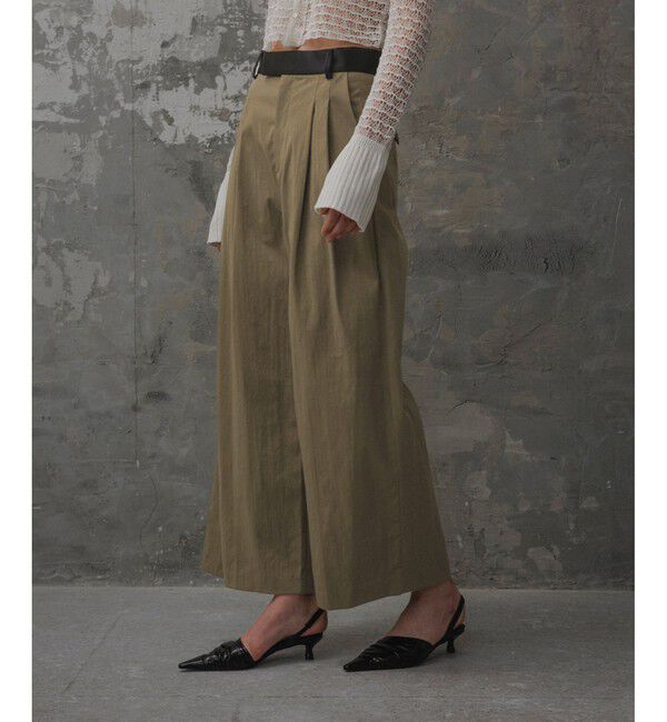 ADAM ET ROPE'「【EMOELLE】バイカラーベルトドレスパンツ」|チノ|カーキー系(39)