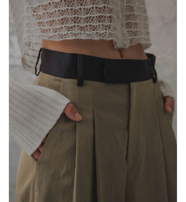 ADAM ET ROPE'「【EMOELLE】バイカラーベルトドレスパンツ」|チノ|