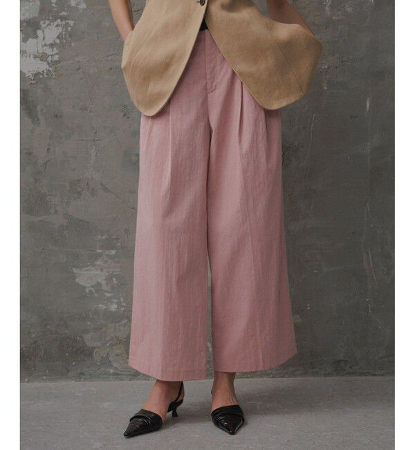 ADAM ET ROPE'「【EMOELLE】バイカラーベルトドレスパンツ」|チノ|ピンク系(65)