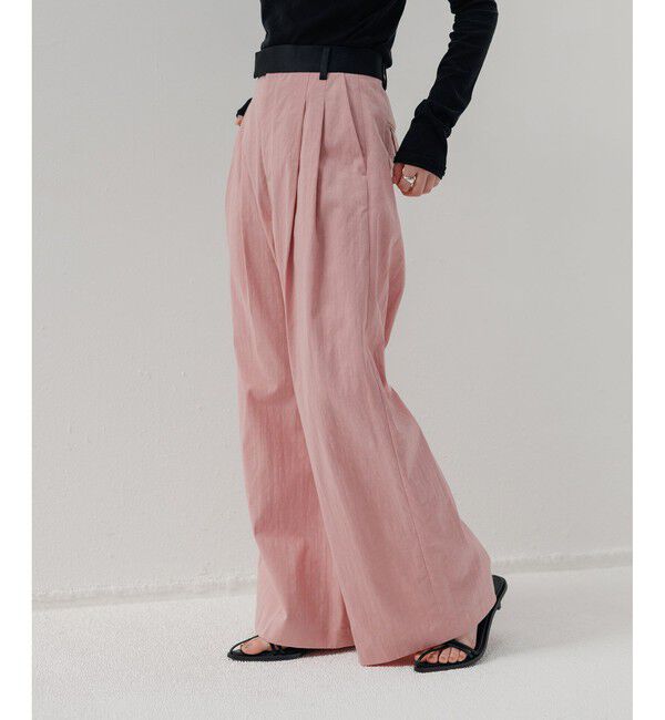 ADAM ET ROPE'「【EMOELLE】バイカラーベルトドレスパンツ」|チノ|