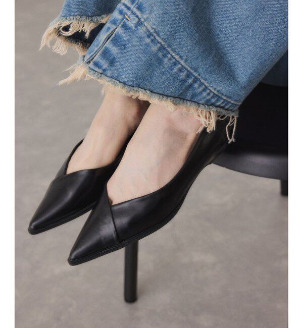 ADAM ET ROPE'「ポインテッドトゥフラットパンプス」|パンプス|ブラック(01)