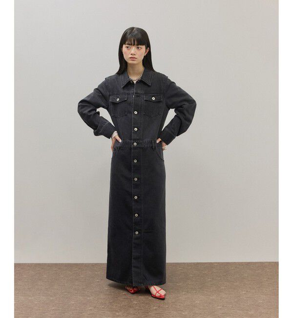 ADAM ET ROPE'「ベンツスリットデニムワンピース」|ワンピース|