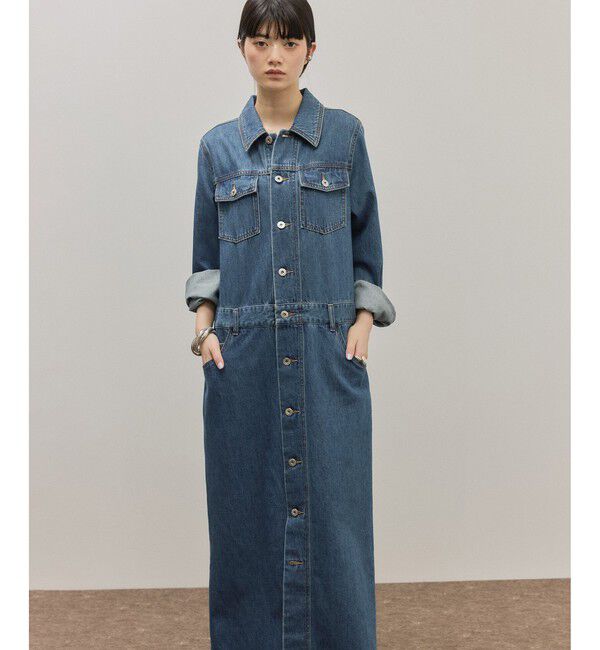 ADAM ET ROPE'「ベンツスリットデニムワンピース」|ワンピース|