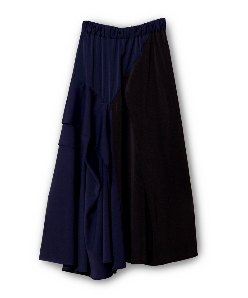  「バイカラー切替タックスカート」|スカート|