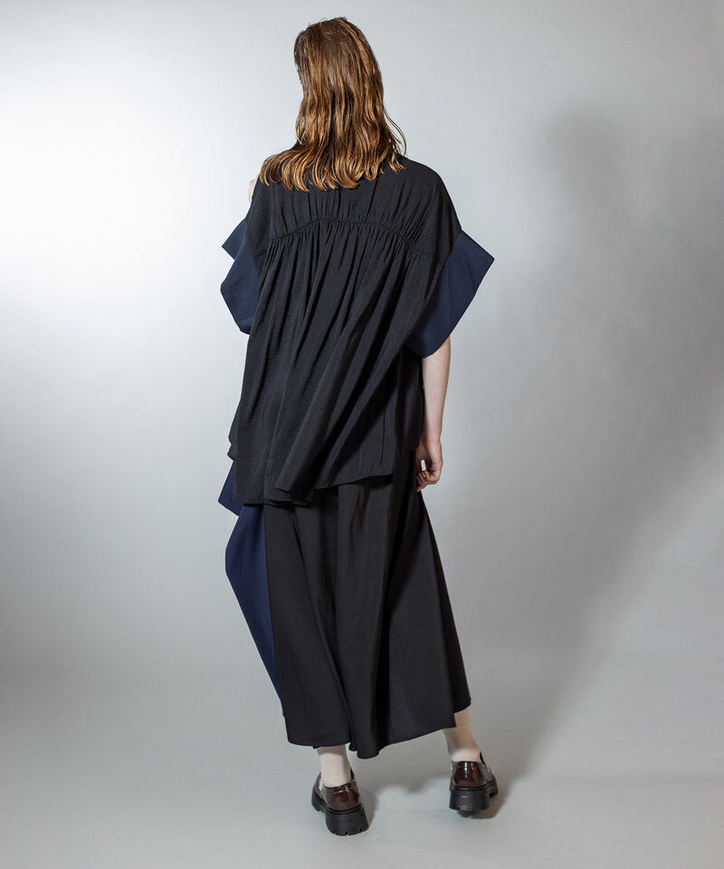  「バイカラー切替タックスカート」|スカート|