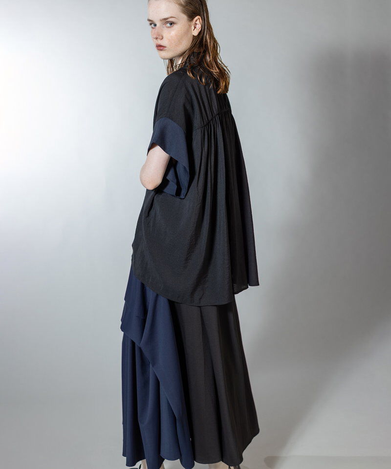  「バイカラー切替タックスカート」|スカート|