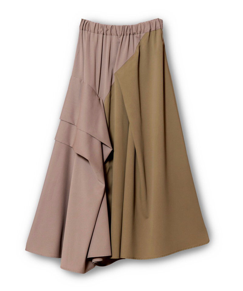  「バイカラー切替タックスカート」|スカート|