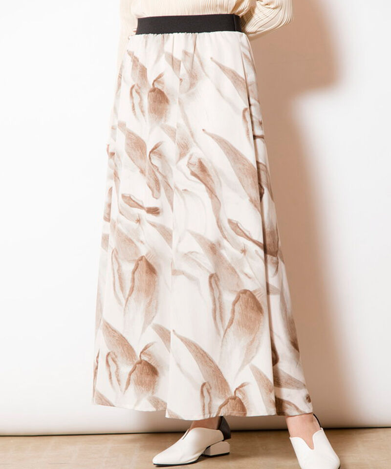  「プリントフレアースカート」|フレア|BROWN