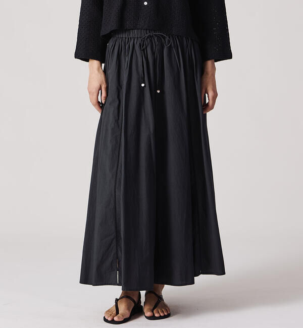  「INDIA INDUSTRY | コットンポプリン ギャザースカート WOMEN」|スカート|BLACK