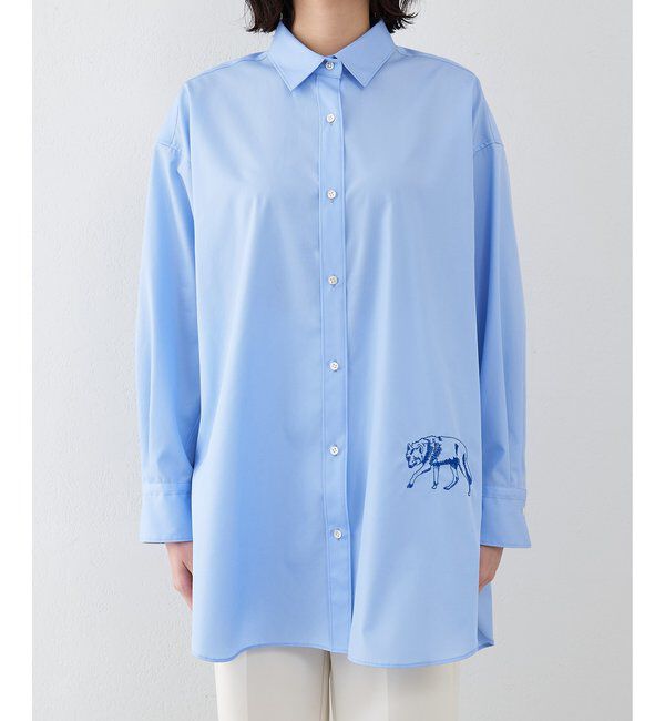  「＜一部カラー期間限定販売＞アニマル刺繍シャツ」|シャツ・ブラウス|