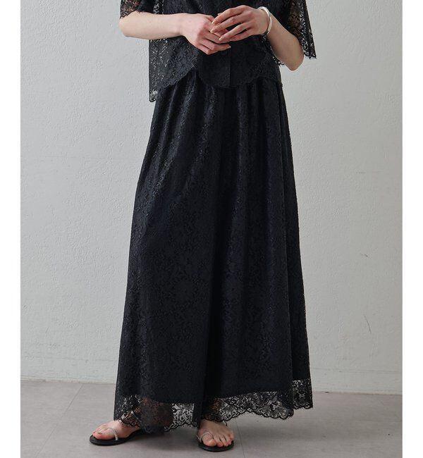 Drawing Numbers「【Drawing Numbers】リネンリバーレースワイドキュロットパンツ」|チノ|ブラック