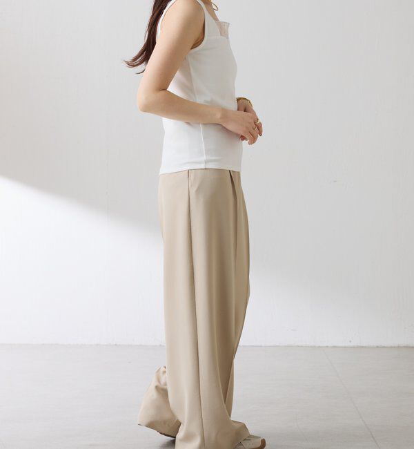  「 シアー切り替えスクエアタンクトップ」|Tシャツ・カットソー|