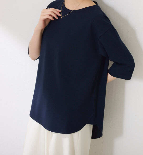  「ハーフスリーブジョーゼット半袖T」|Tシャツ・カットソー|ネイビー