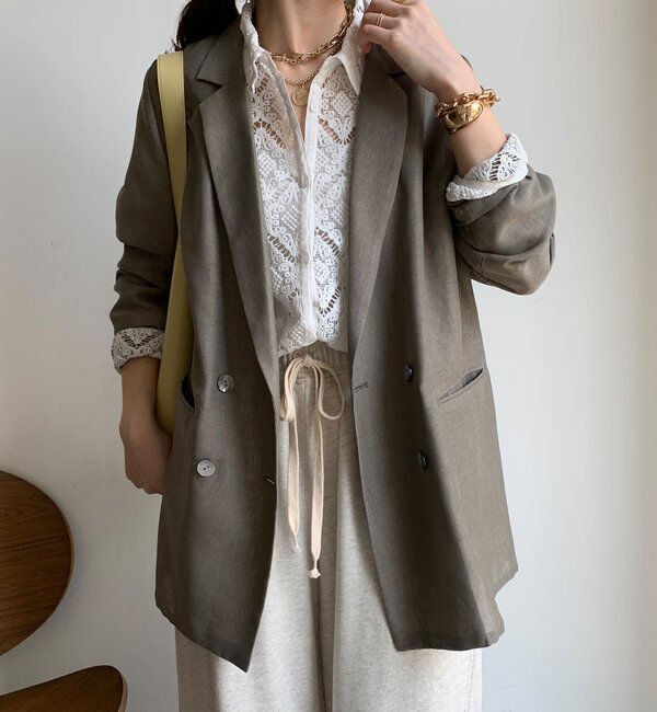  「【ウォッシャブル】シアーダブルジャケット」|テーラードジャケット|