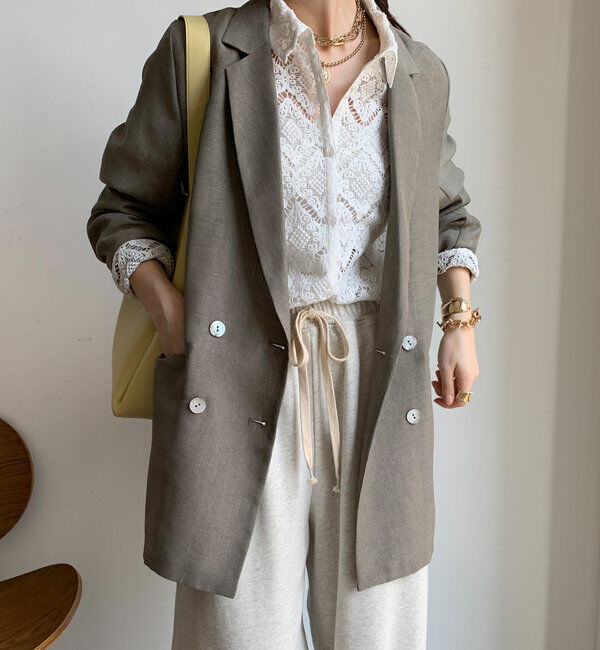  「【ウォッシャブル】シアーダブルジャケット」|テーラードジャケット|