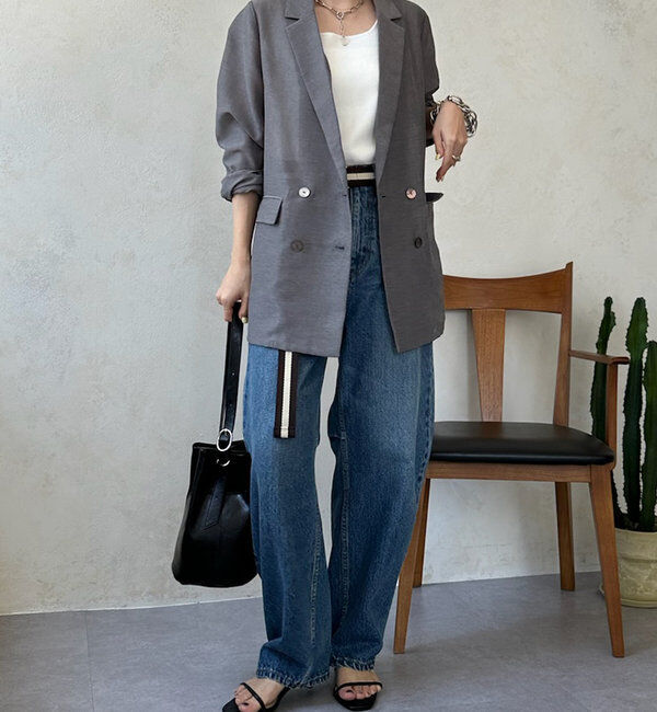  「【ウォッシャブル】シアーダブルジャケット」|テーラードジャケット|