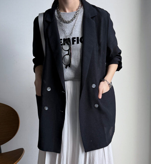  「【ウォッシャブル】シアーダブルジャケット」|テーラードジャケット|