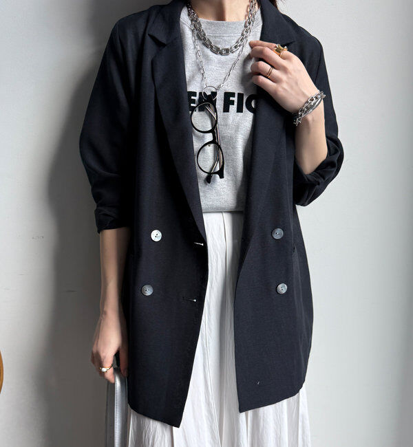  「【ウォッシャブル】シアーダブルジャケット」|テーラードジャケット|