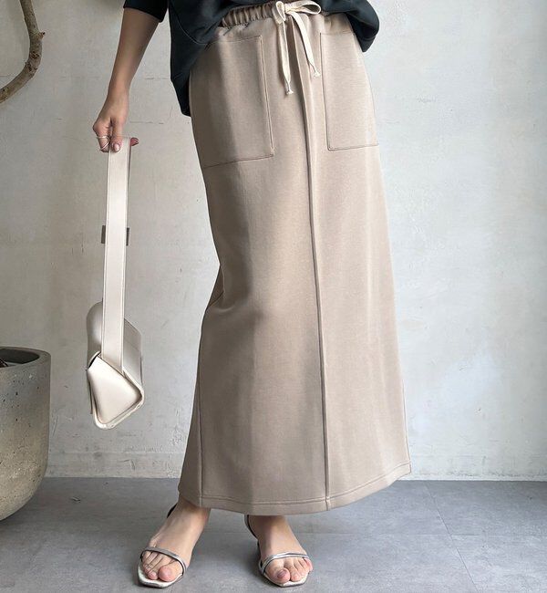  「コットンダンボールタイトスカート」|スカート|ベージュ