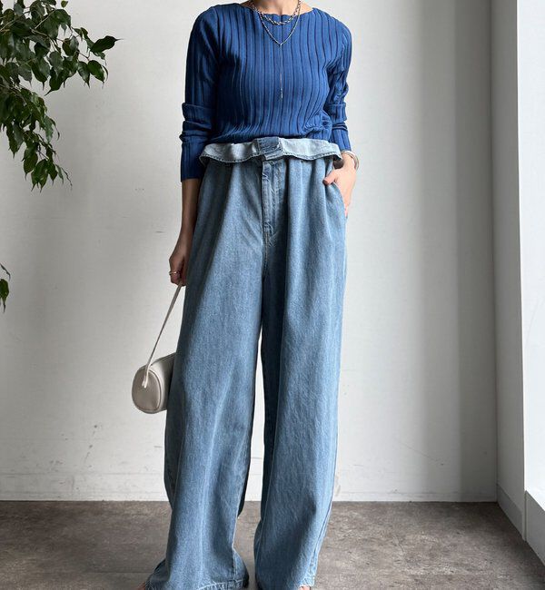  「【WEB限定】ワイドリブボートネックプルオーバー」|ニット・セーター|