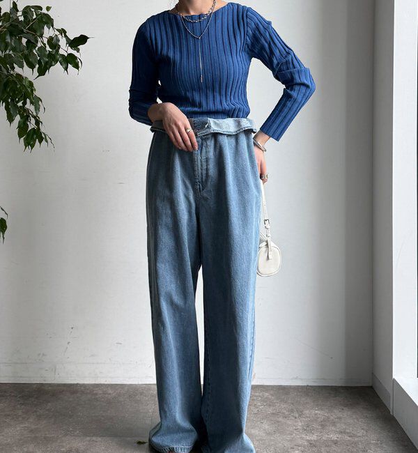  「【WEB限定】ワイドリブボートネックプルオーバー」|ニット・セーター|