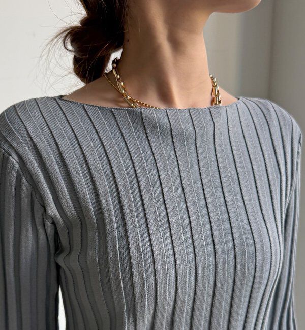  「【WEB限定】ワイドリブボートネックプルオーバー」|ニット・セーター|