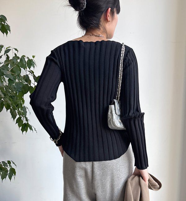  「【WEB限定】ワイドリブボートネックプルオーバー」|ニット・セーター|