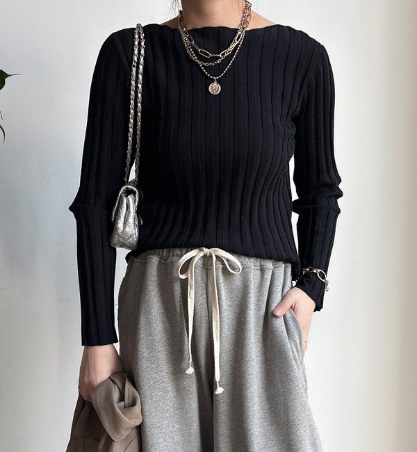  「【WEB限定】ワイドリブボートネックプルオーバー」|ニット・セーター|