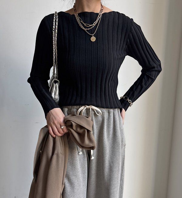  「【WEB限定】ワイドリブボートネックプルオーバー」|ニット・セーター|