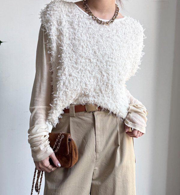  「【WEB限定】チュールヤーンニットベスト」|ニット・セーター|